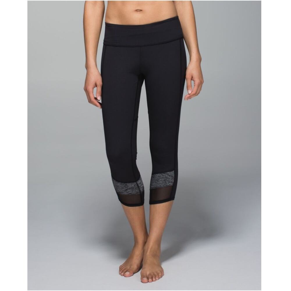 Lululemon If You're Lucky Crop Leggings Size 10 Heathered Black Luxtreme